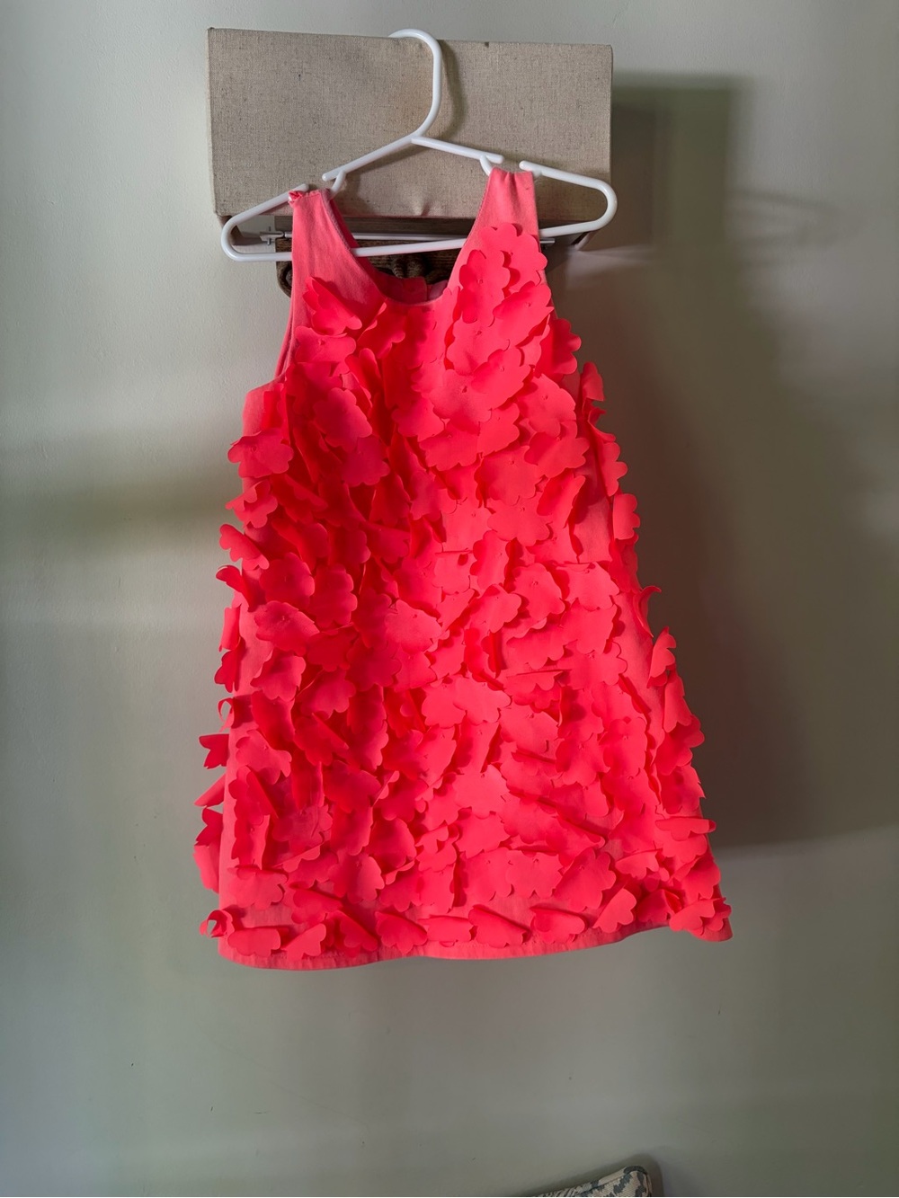 Laundry By Shelli Segal Neon Coral Flower Appliqué Dress